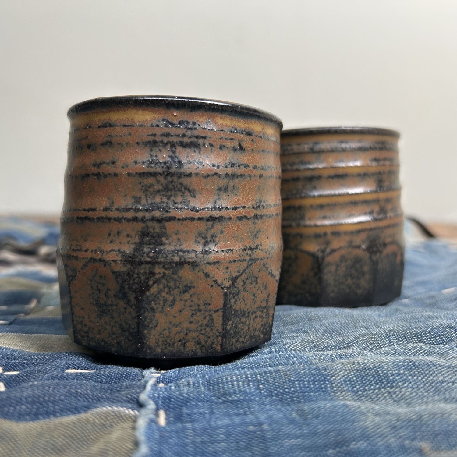 Set of Two Ceramic Yunomi Tea Cups, Shōwa Period.