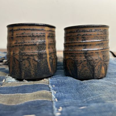 Set of Two Ceramic Yunomi Tea Cups, Shōwa Period.