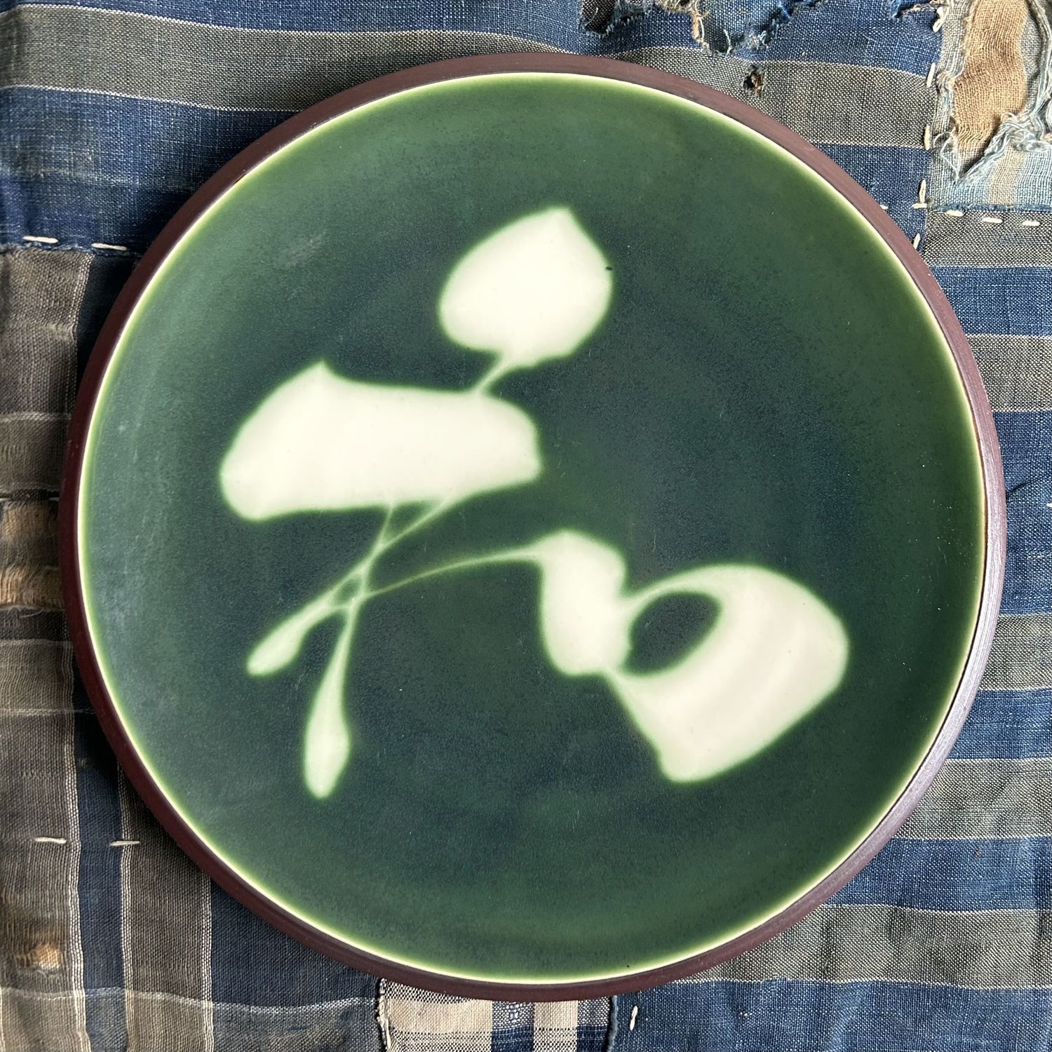 Vintage Kyo Yaki Plate Set with Calligraphy, Japan, 1960s.