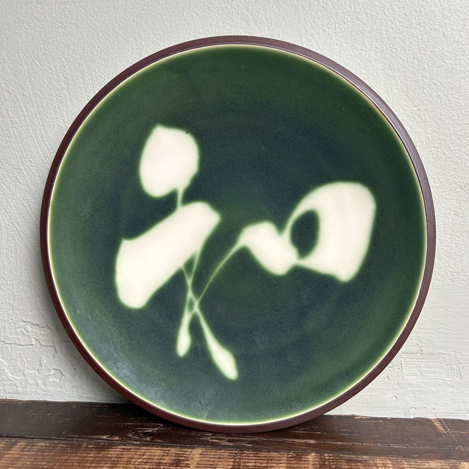 Vintage Kyo Yaki Plate Set with Calligraphy, Japan, 1960s.