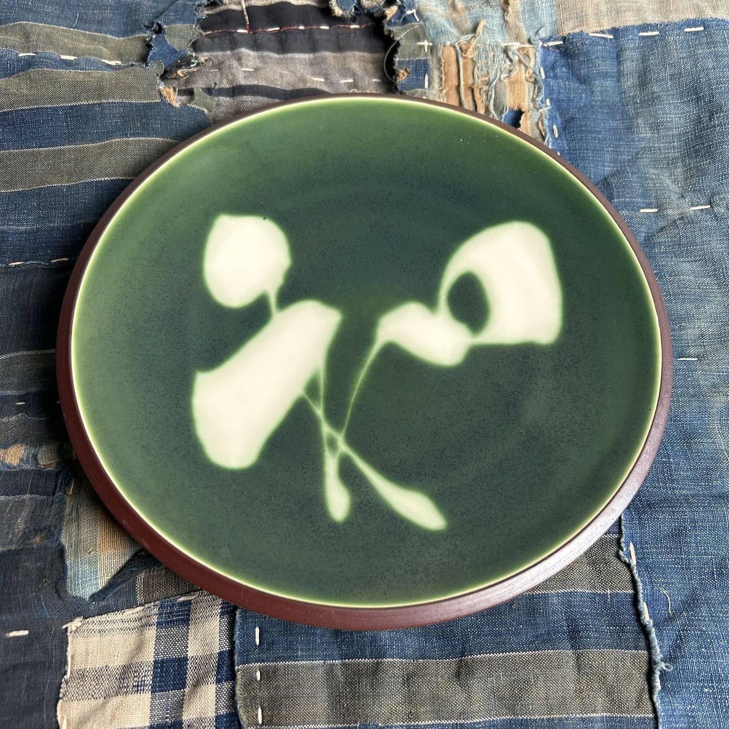 Vintage Kyo Yaki Plate Set with Calligraphy, Japan, 1960s.