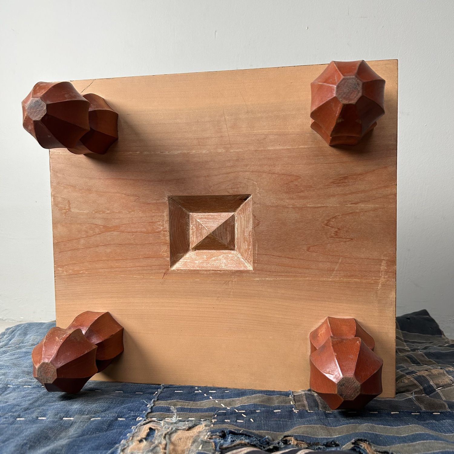 Keyaki Wooden Shogi Game Board, Plant Stand, 1920s, Japan.