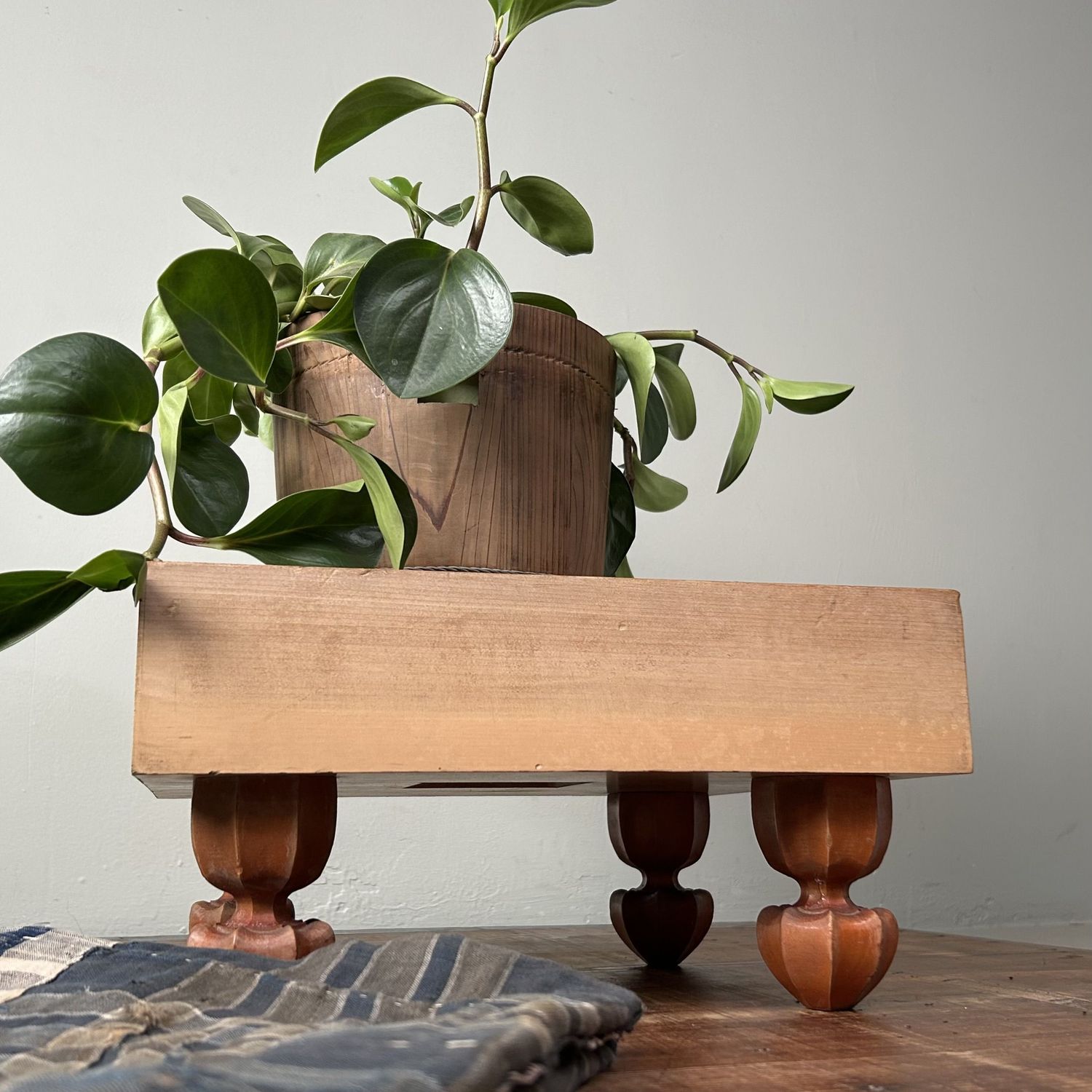 Keyaki Wooden Shogi Game Board, Plant Stand, 1920s, Japan.