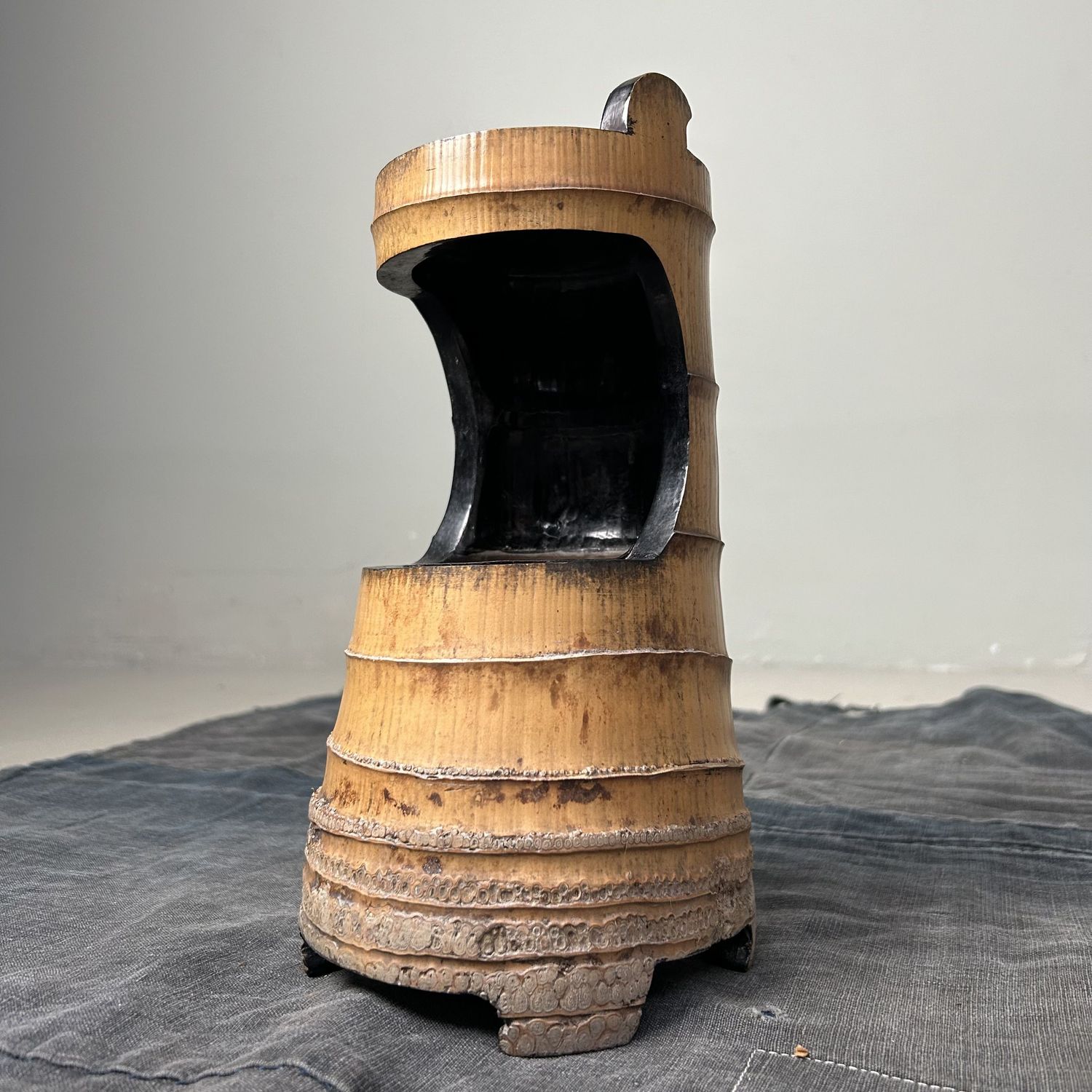 Antieke Lakwerk Bamboe Ikebana Vaas, jaren '20, Japan.