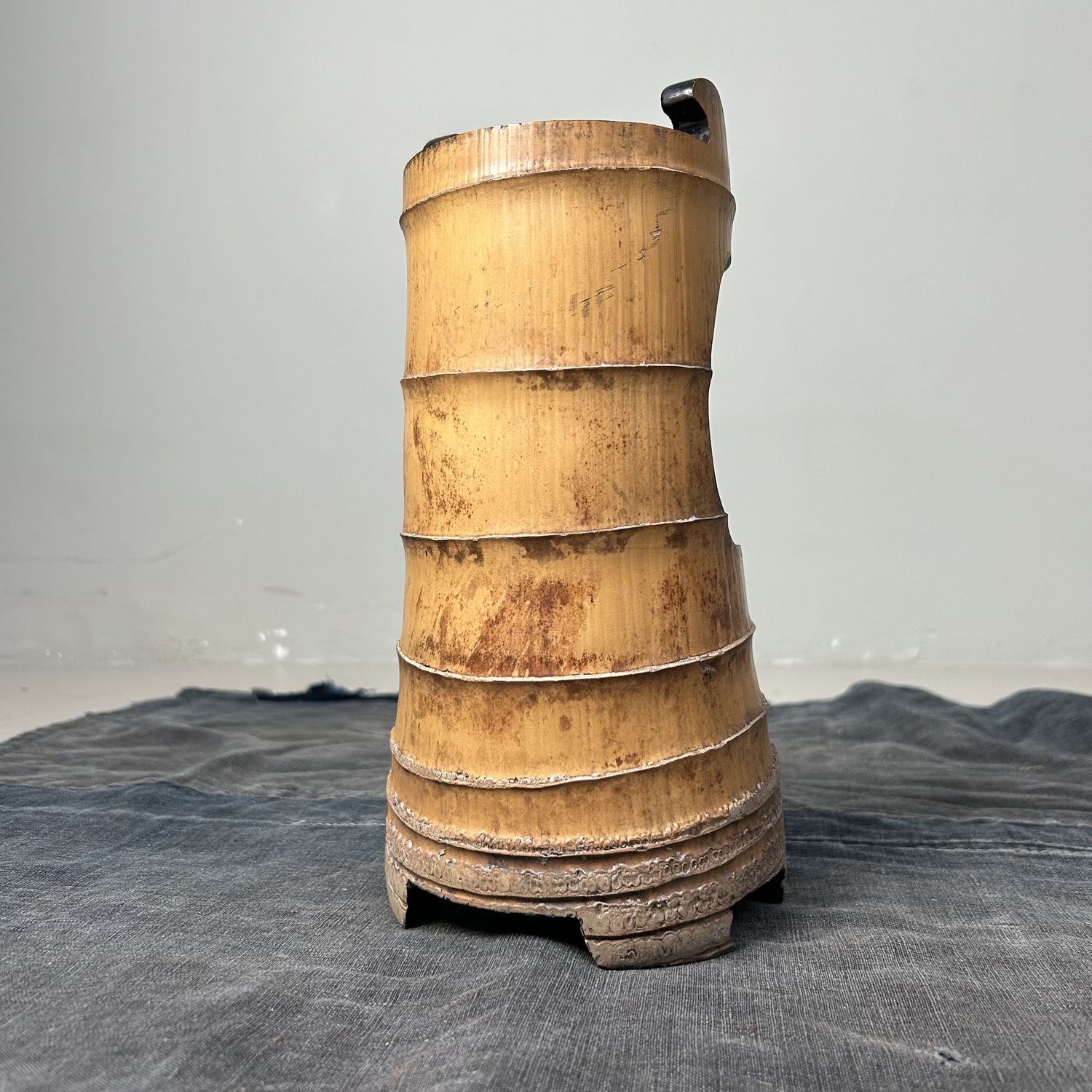 Antieke Lakwerk Bamboe Ikebana Vaas, jaren '20, Japan.