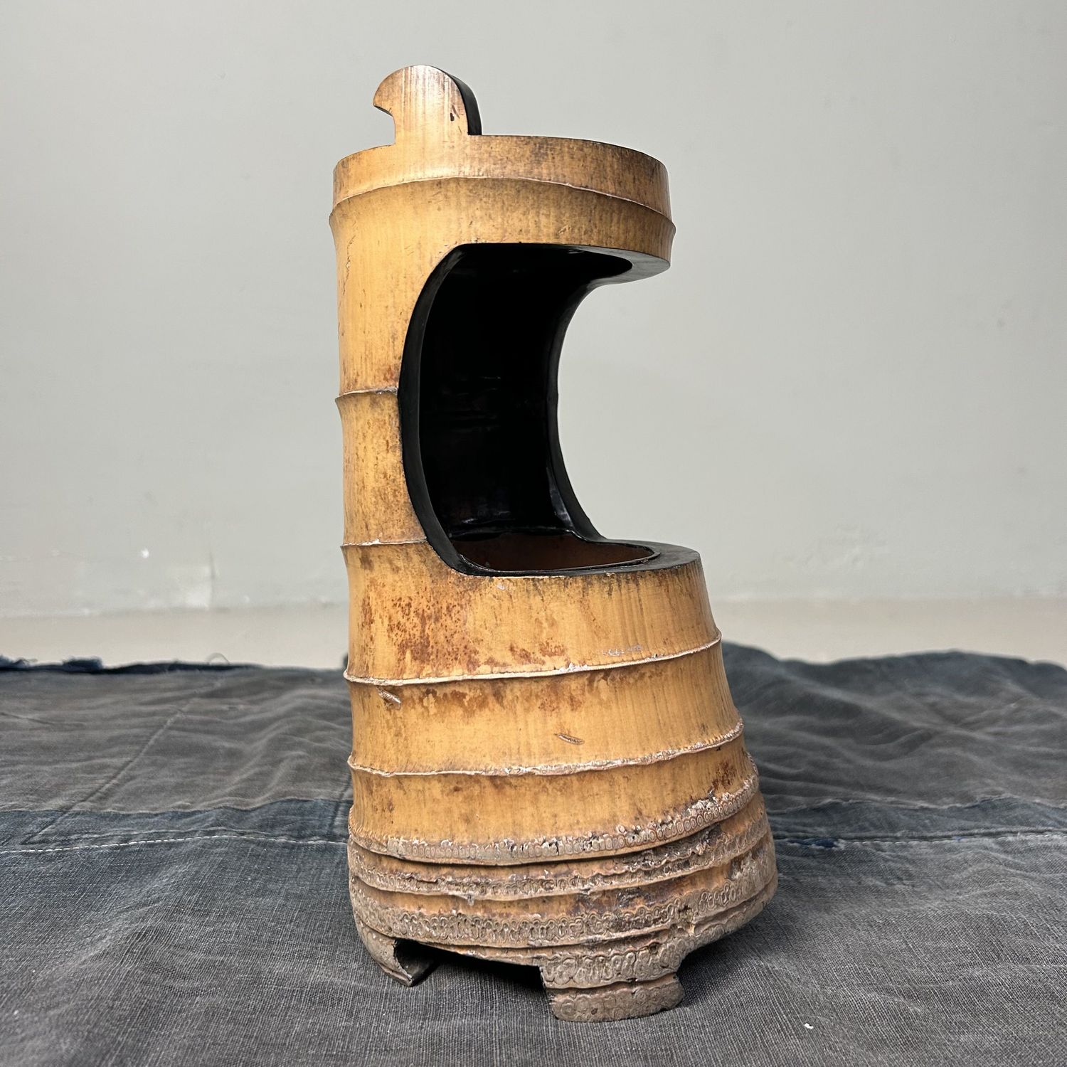 Antieke Lakwerk Bamboe Ikebana Vaas, jaren '20, Japan.