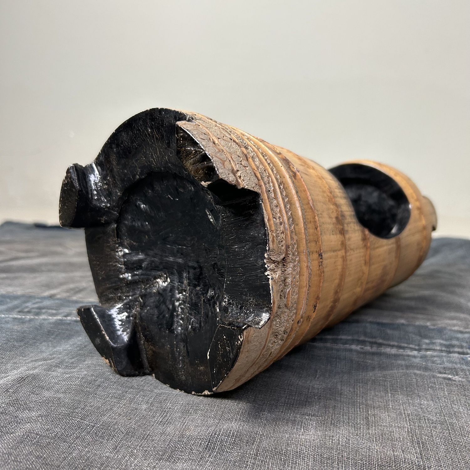 Antieke Lakwerk Bamboe Ikebana Vaas, jaren '20, Japan.