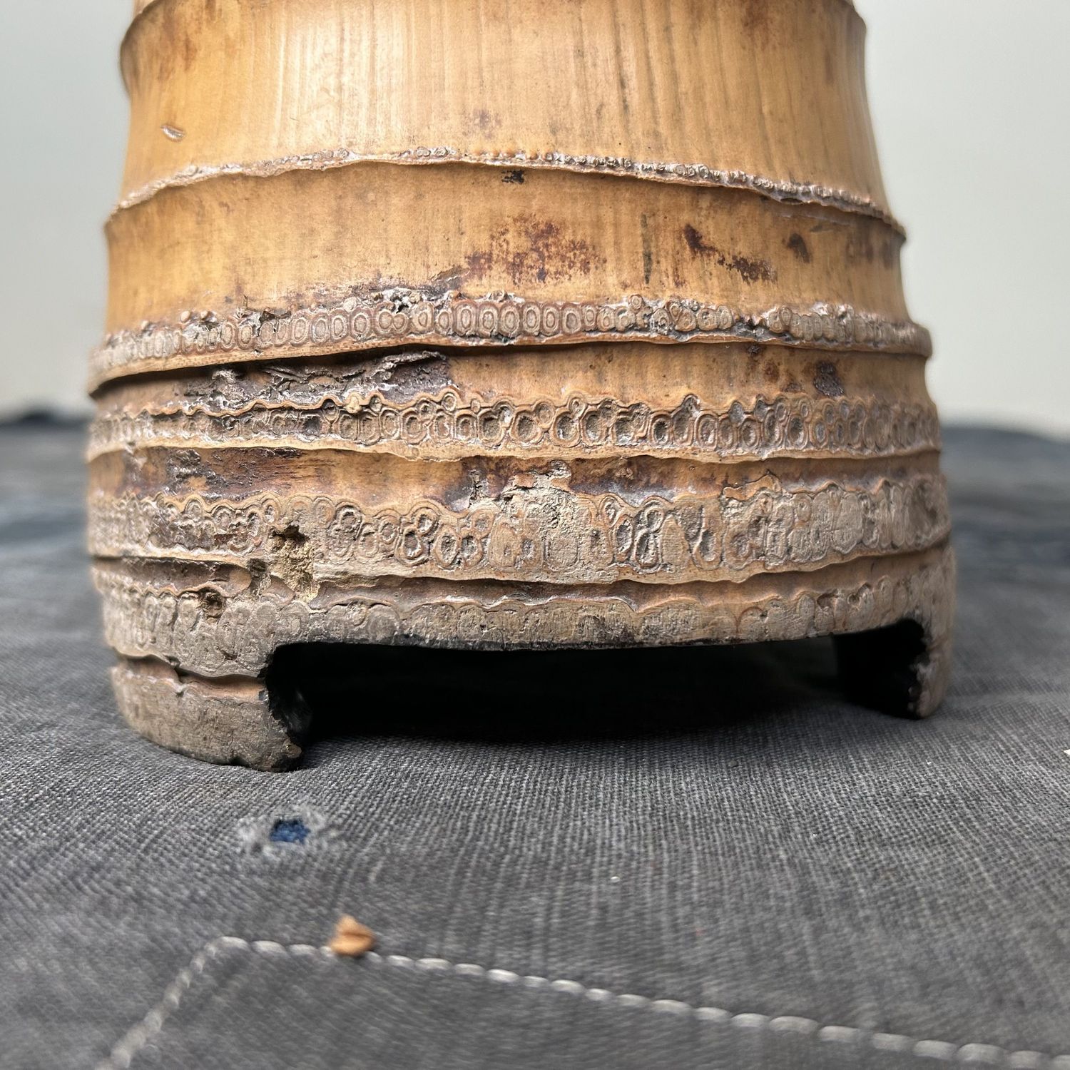 Antieke Lakwerk Bamboe Ikebana Vaas, jaren '20, Japan.