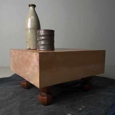 Keyaki Wooden Shogi Game Board, Plant Stand, 1920s, Japan.