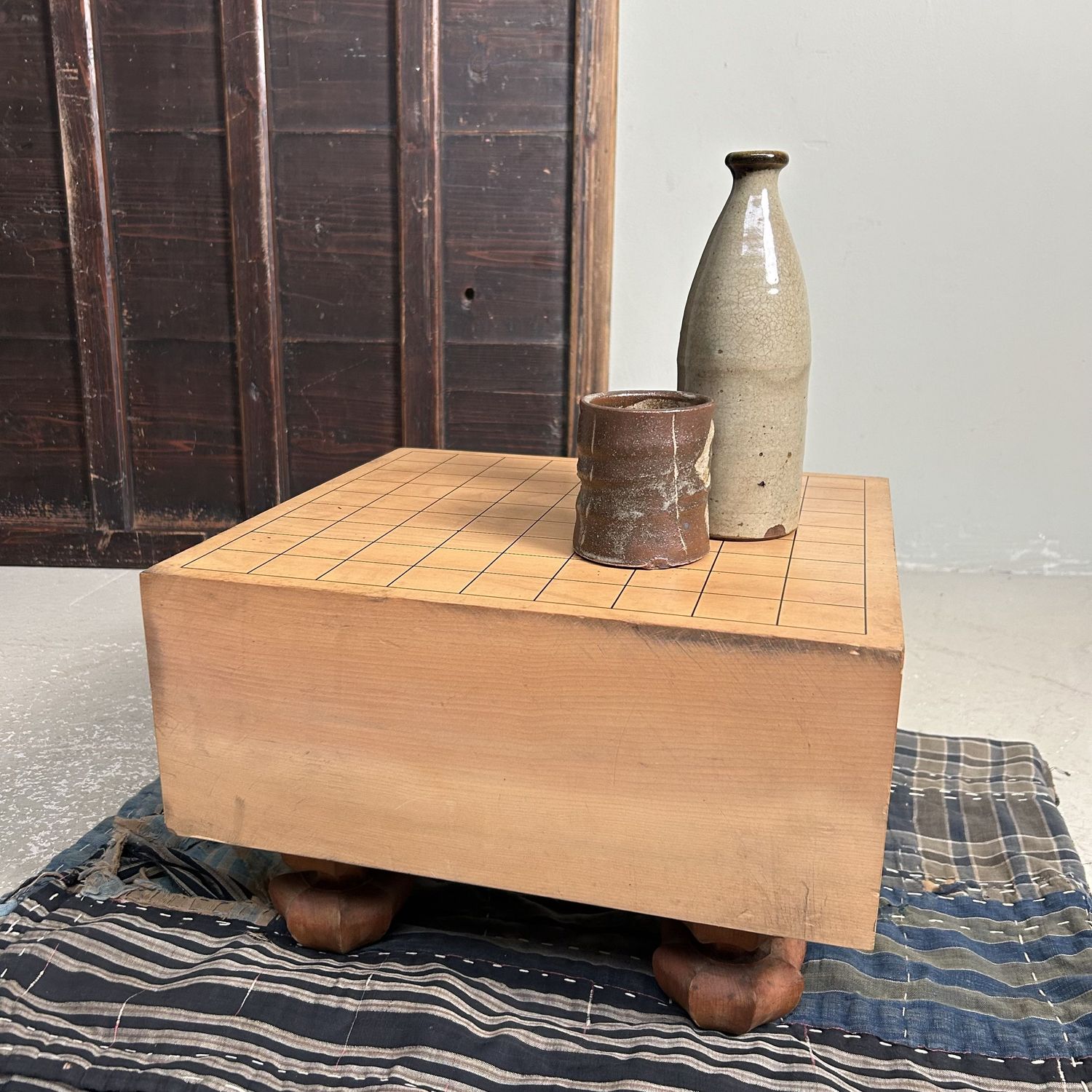 Keyaki Wooden Shogi Game Board, Plant Stand, 1920s, Japan.