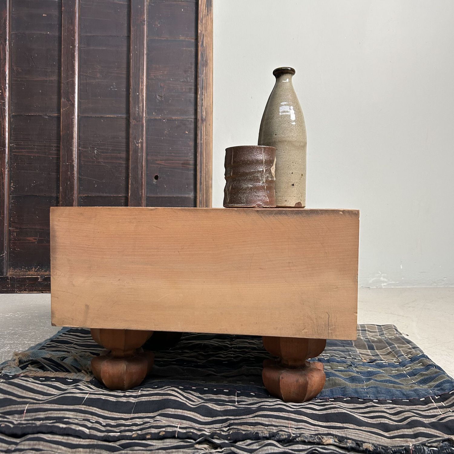 Keyaki Wooden Shogi Game Board, Plant Stand, 1920s, Japan.