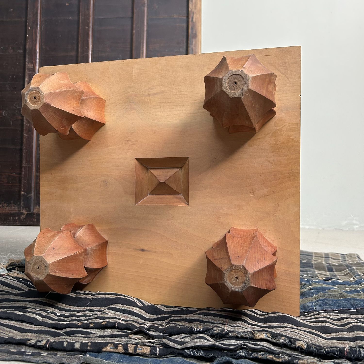 Keyaki Wooden Shogi Game Board, Plant Stand, 1920s, Japan.