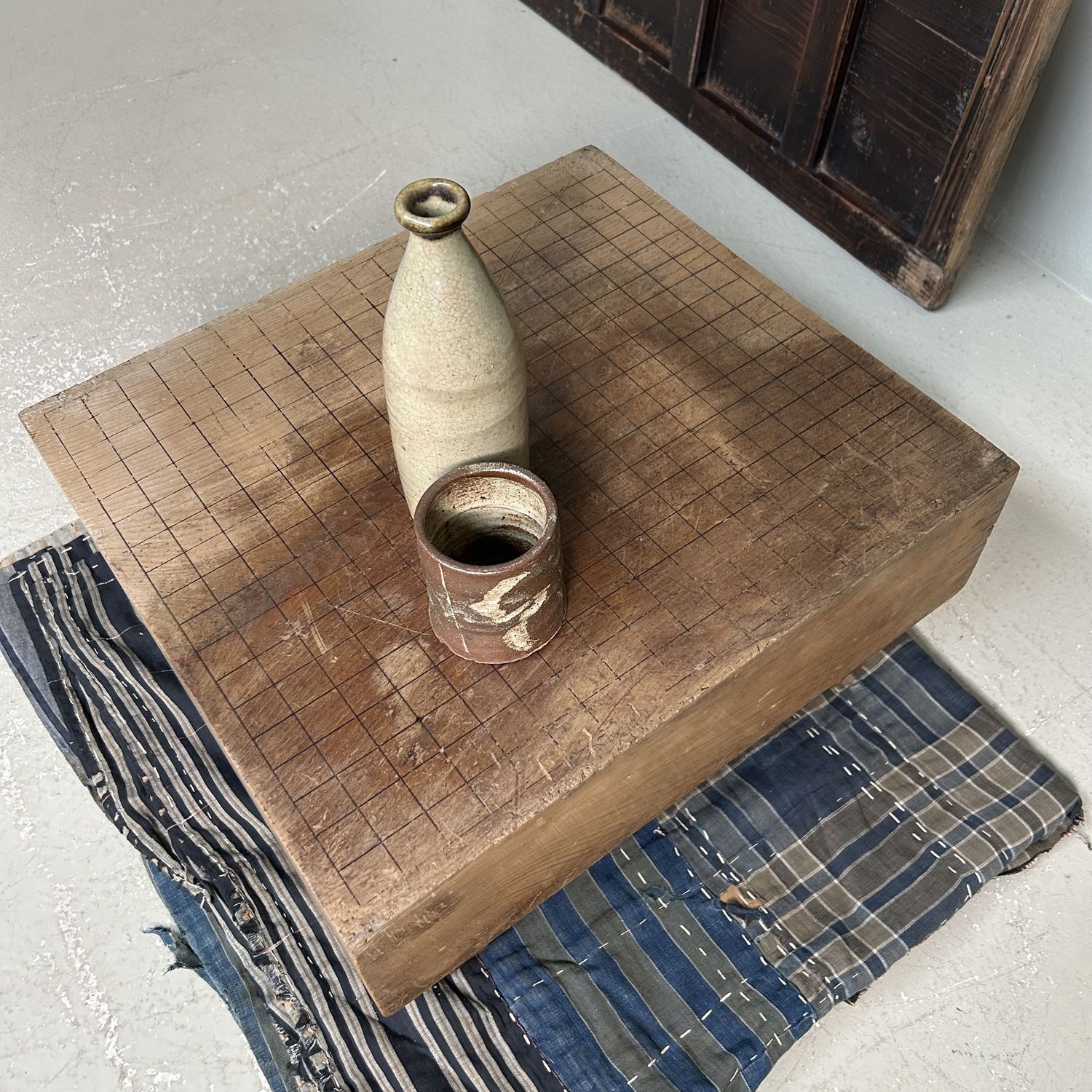 Go Spelbord, Lage Keyaki Tafel Plantenstaander, jaren '20, Japan.