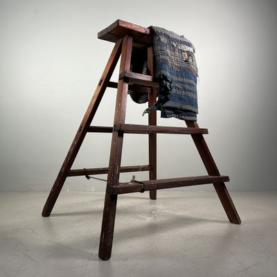 Decorative Minimalist Wooden Japanese Step Ladder, 1950s.