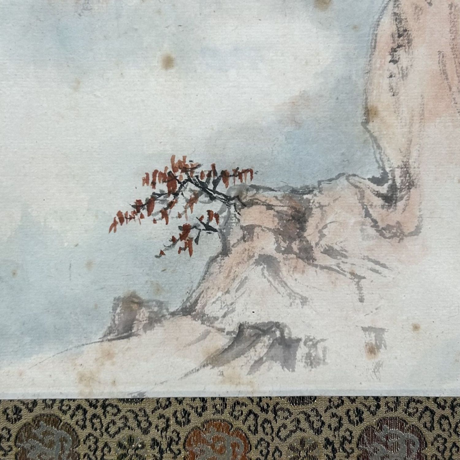 Set van 2 Antieke Japanse Berglandschap Schilderijen, jaren '20.