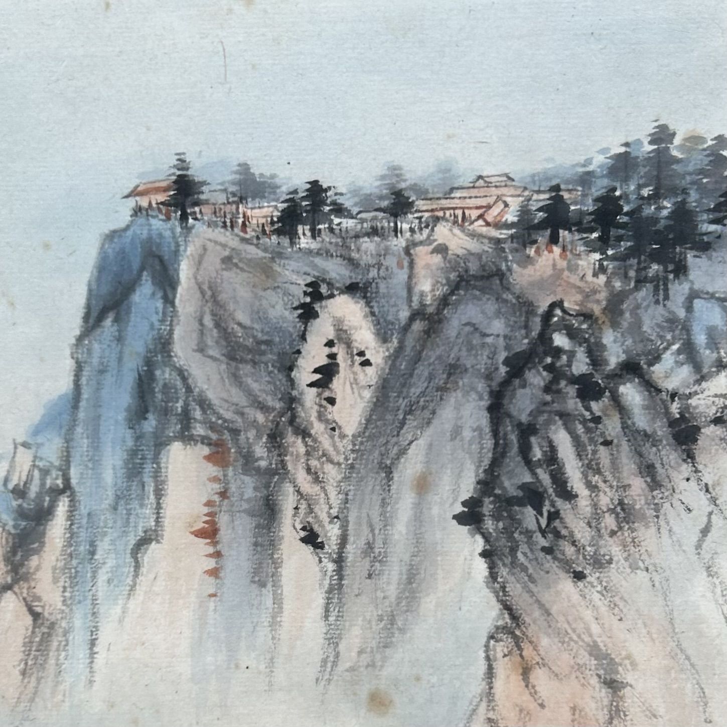 Set van 2 Antieke Japanse Berglandschap Schilderijen, jaren '20.