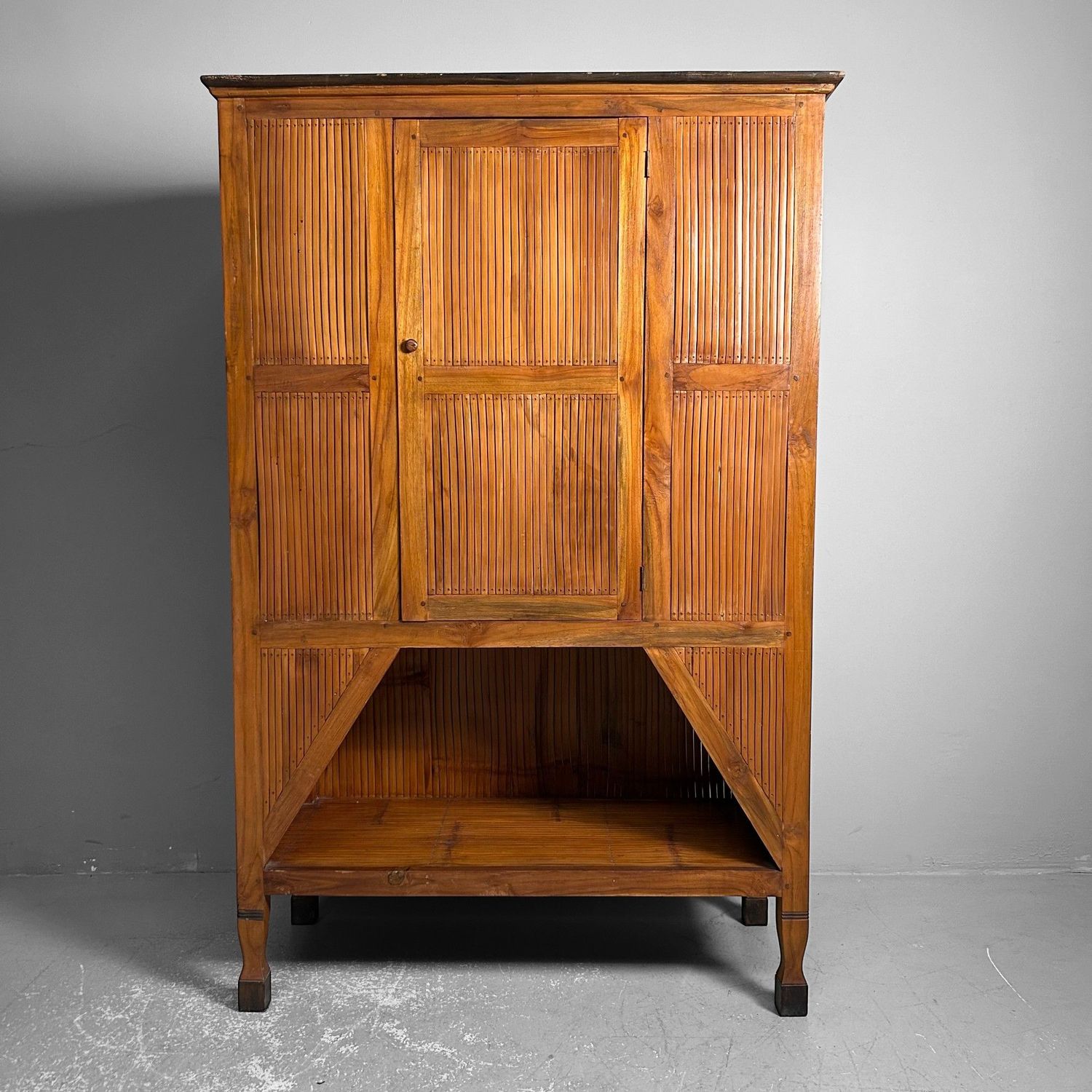 Minimalist Japanese Vintage Bamboo Cabinet, Shōwa Period.