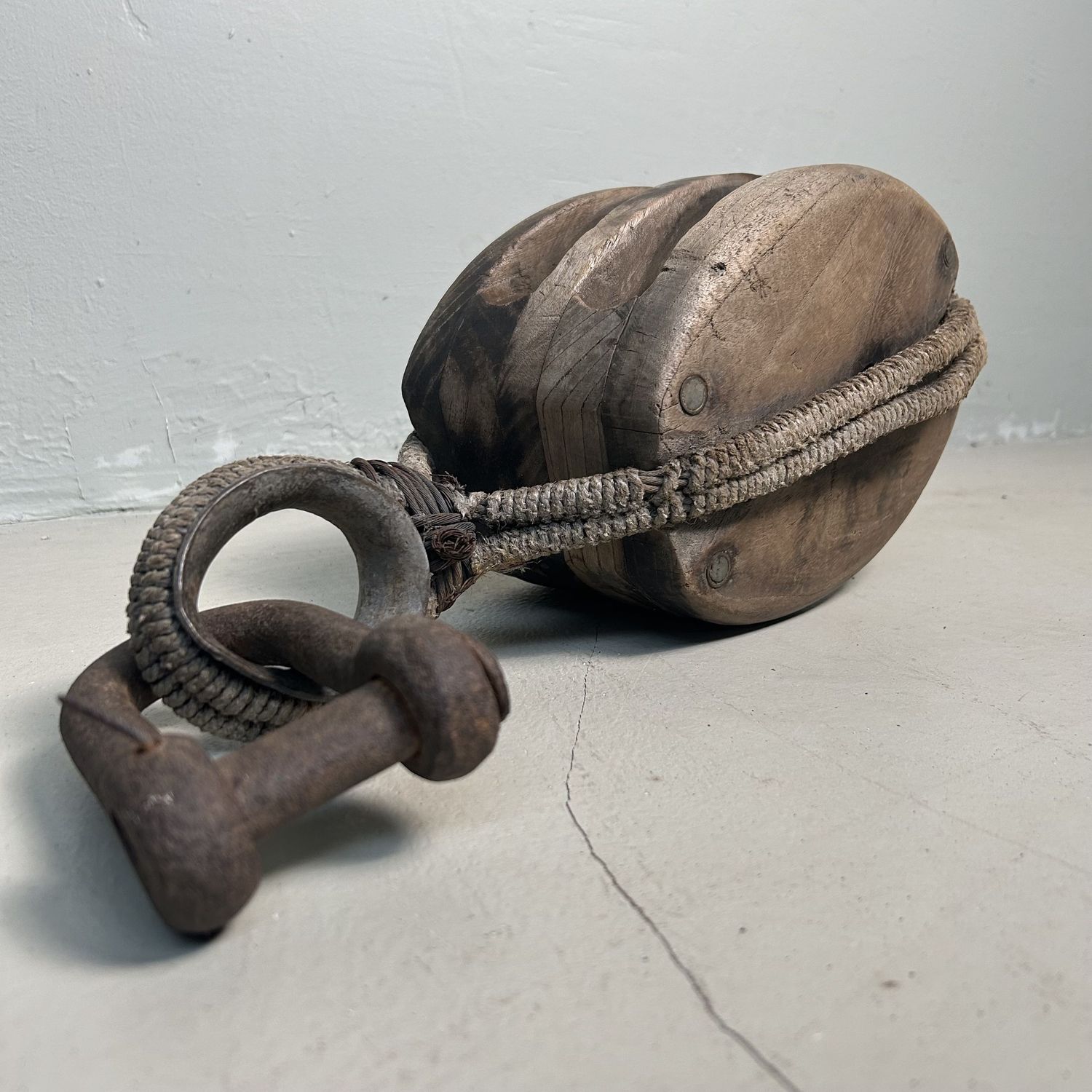 Antique Wooden Pulley, 1920s, Japan.