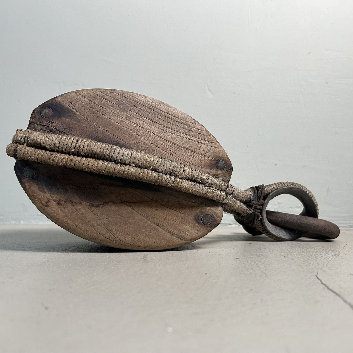 Antique Wooden Pulley, 1920s, Japan.