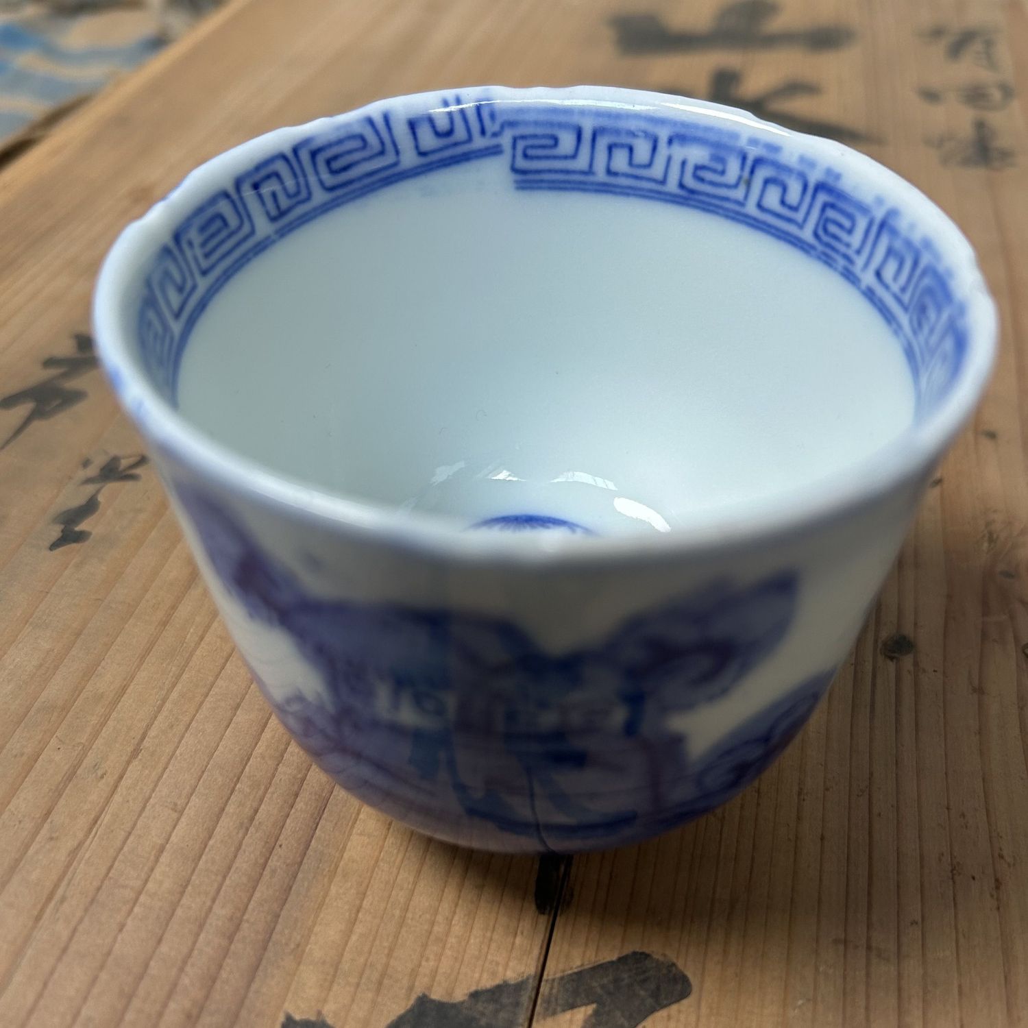 Antique Set of 18 Hand-Painted Edo Period Japanese Yunomi Teacups.