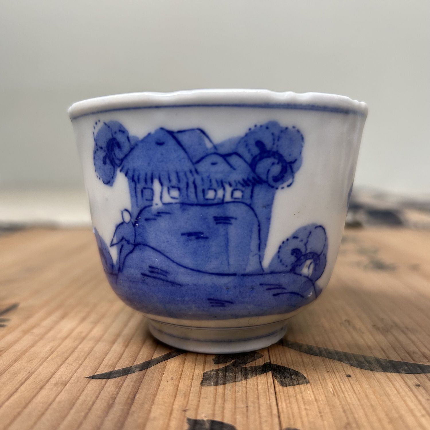 Antique Set of 18 Hand-Painted Edo Period Japanese Yunomi Teacups.