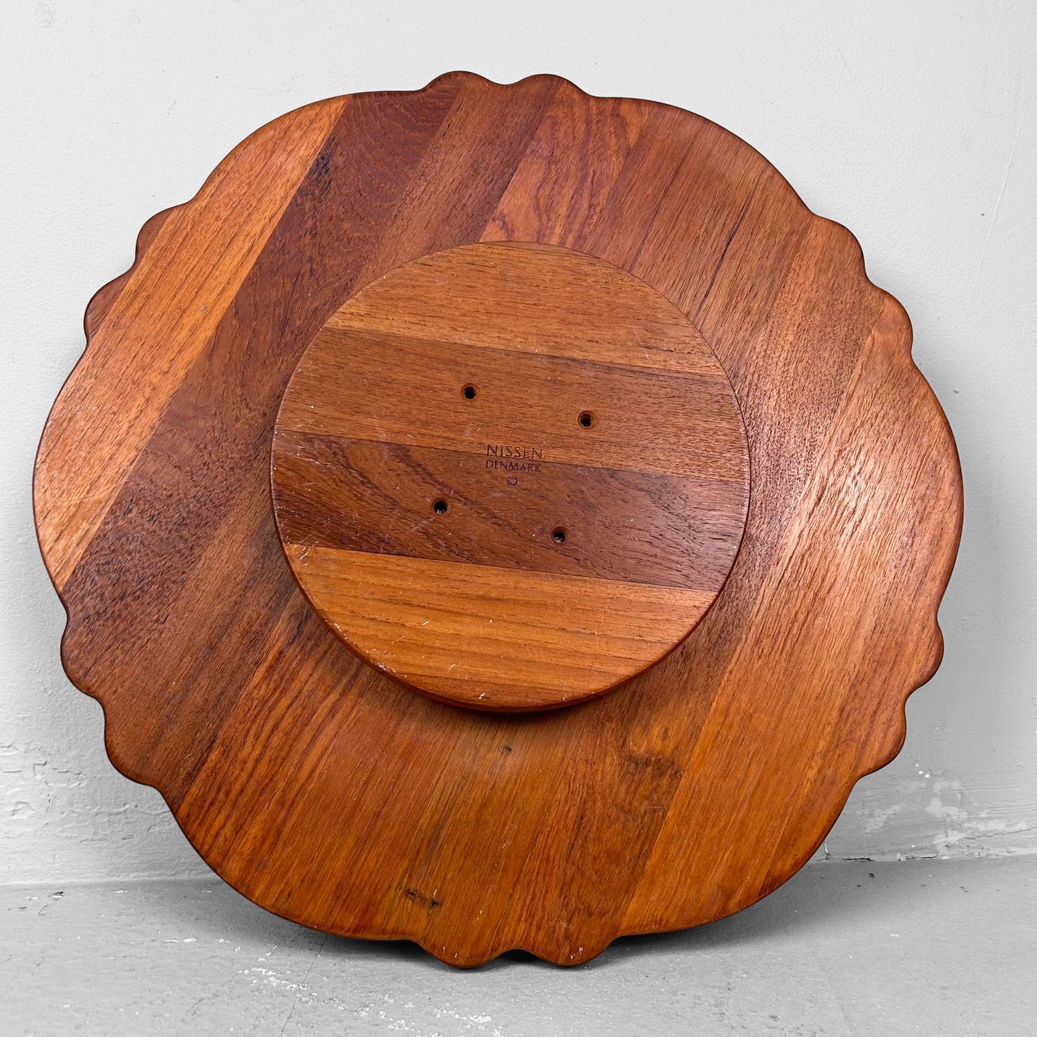 Vintage Rotating Tray, Lazy Susan, Teak Wood by Nissen Denmark.