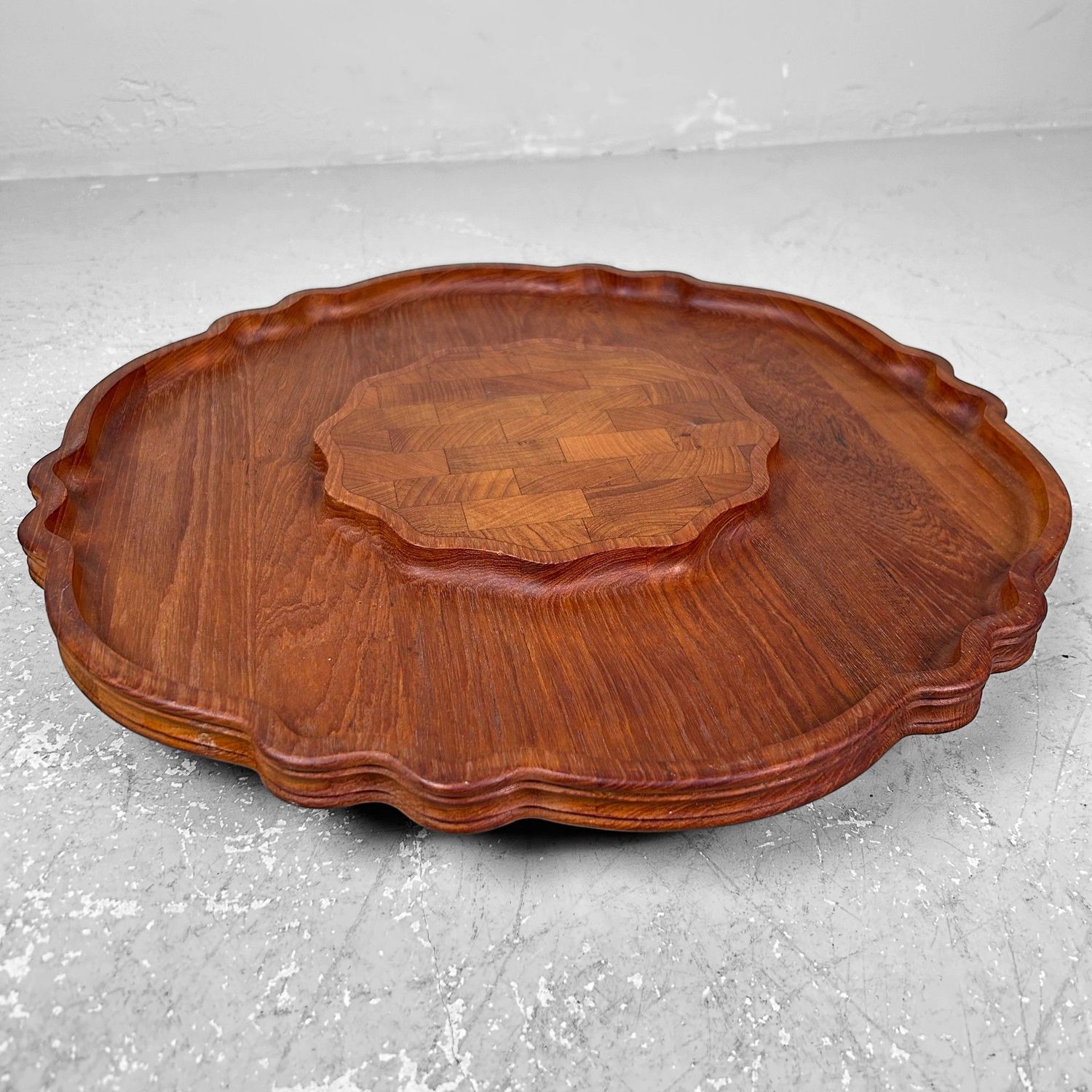 Vintage Rotating Tray, Lazy Susan, Teak Wood by Nissen Denmark.