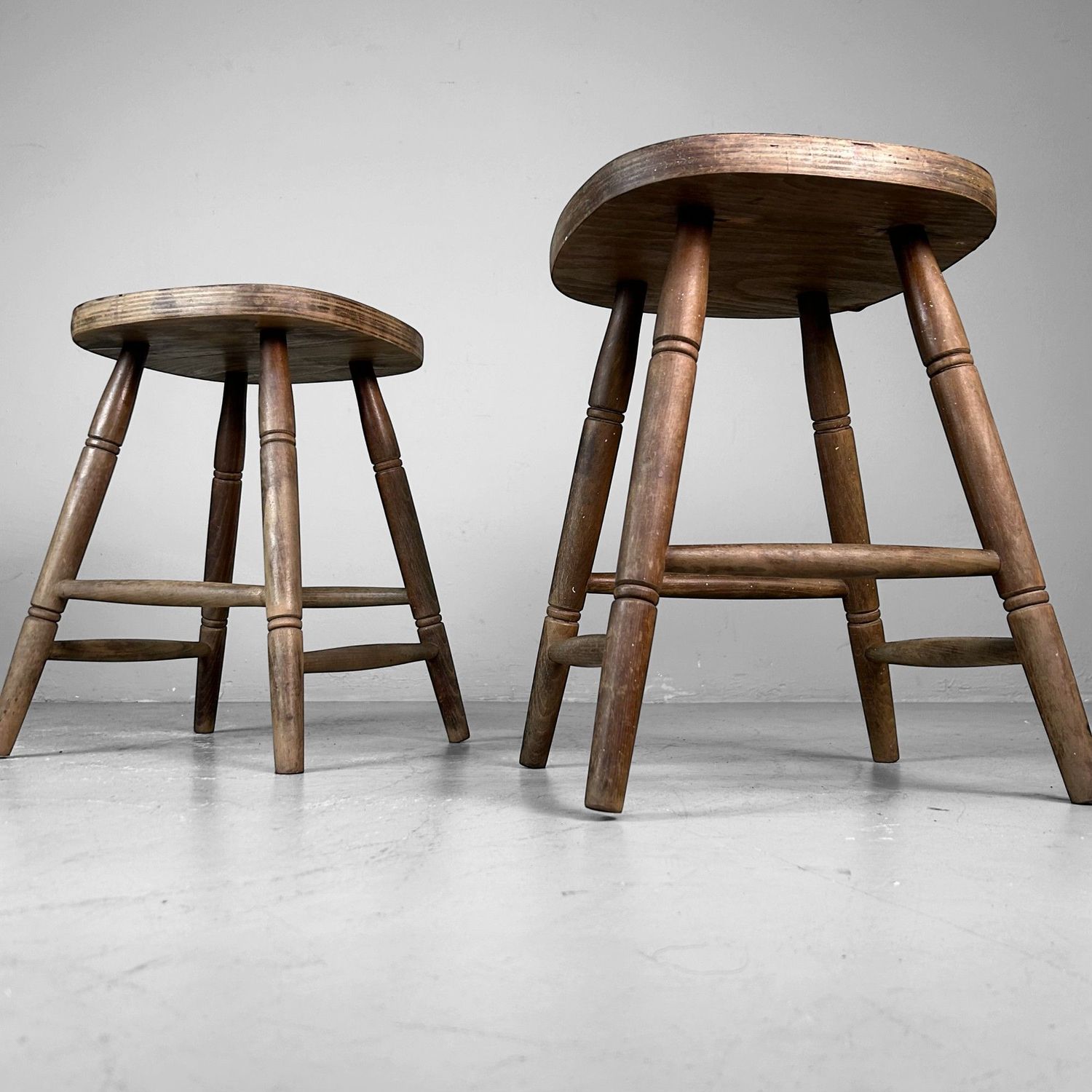 Set of English Wooden Stools, 1920s.