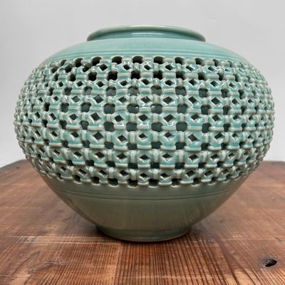 Celadon Ikebana Vaas, Japan, jaren '60.