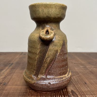 Organic 1960s Shigaraki Ikebana Vase, Japan.
