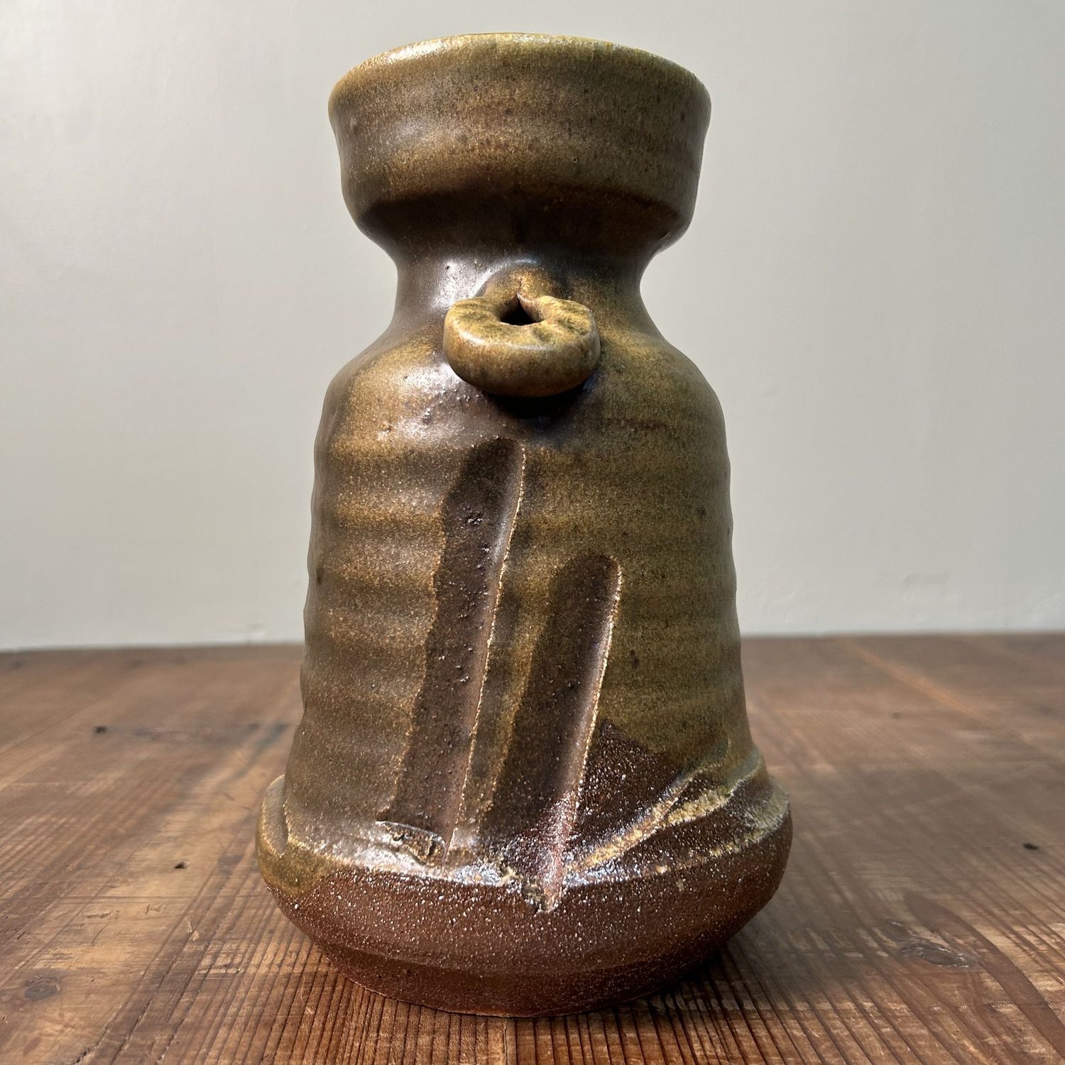 Organic 1960s Shigaraki Ikebana Vase, Japan.