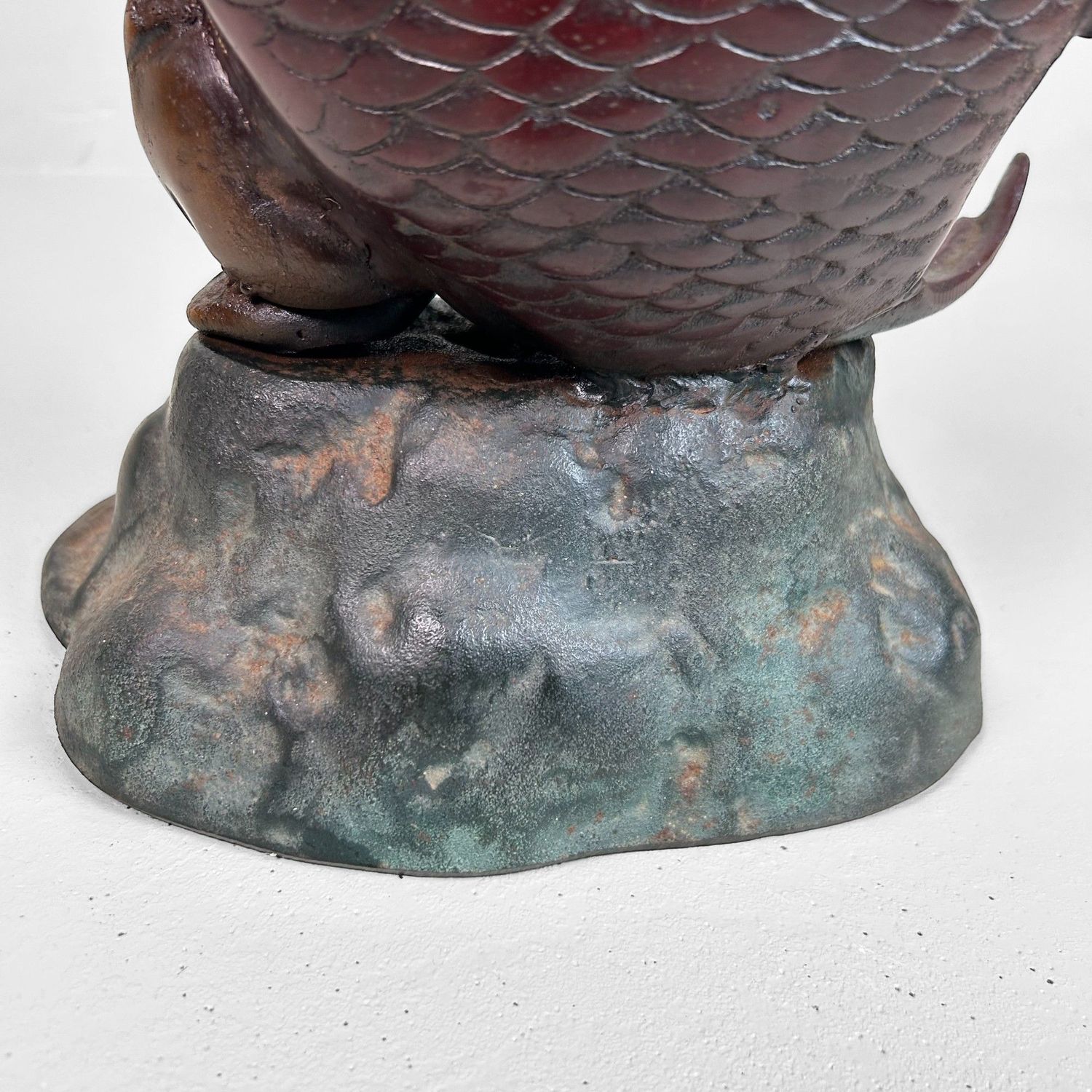 Japanese Cast-Iron Statue of Ebisu with Sea Bream, 1920s, Taishō Period.