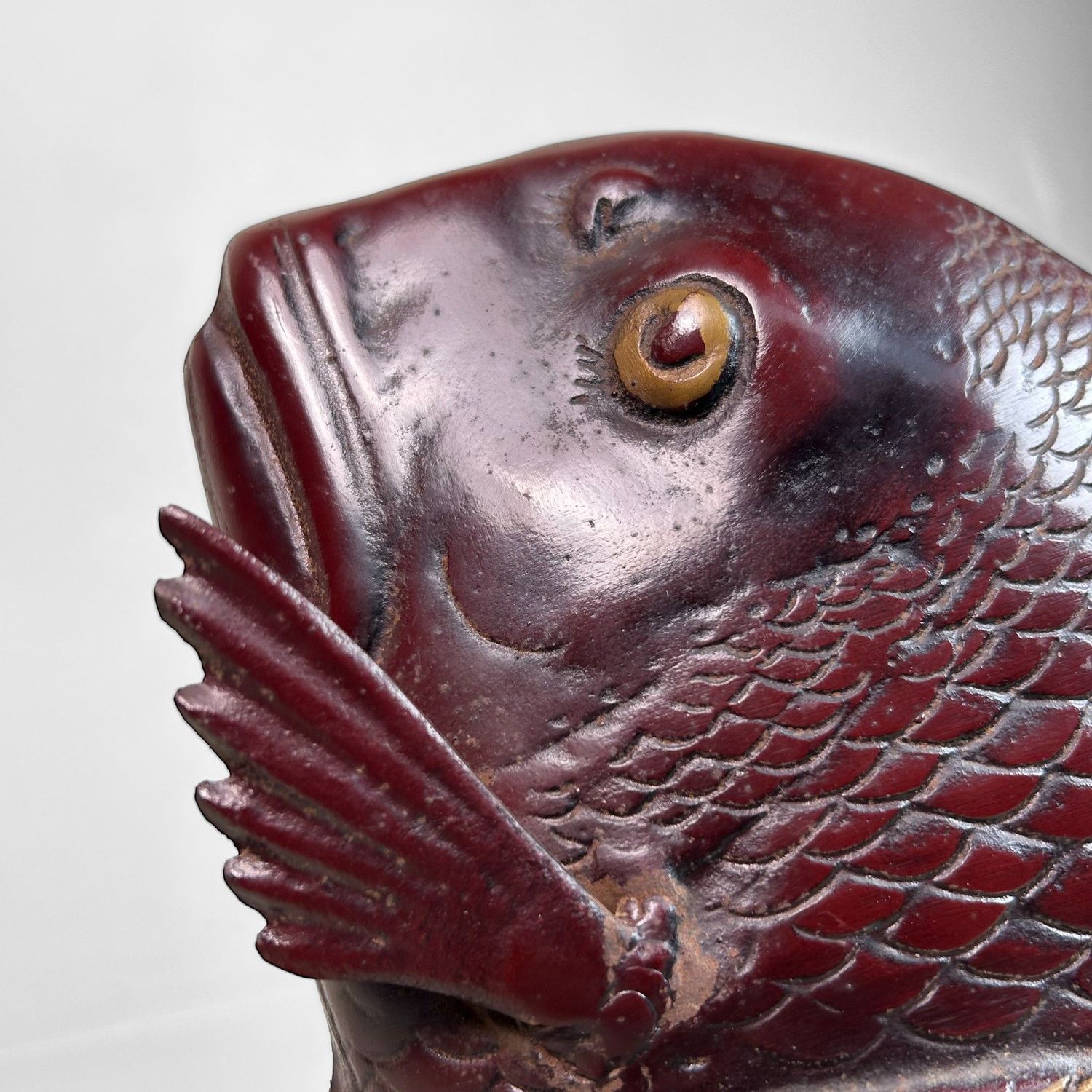 Japanese Cast-Iron Statue of Ebisu with Sea Bream, 1920s, Taishō Period.