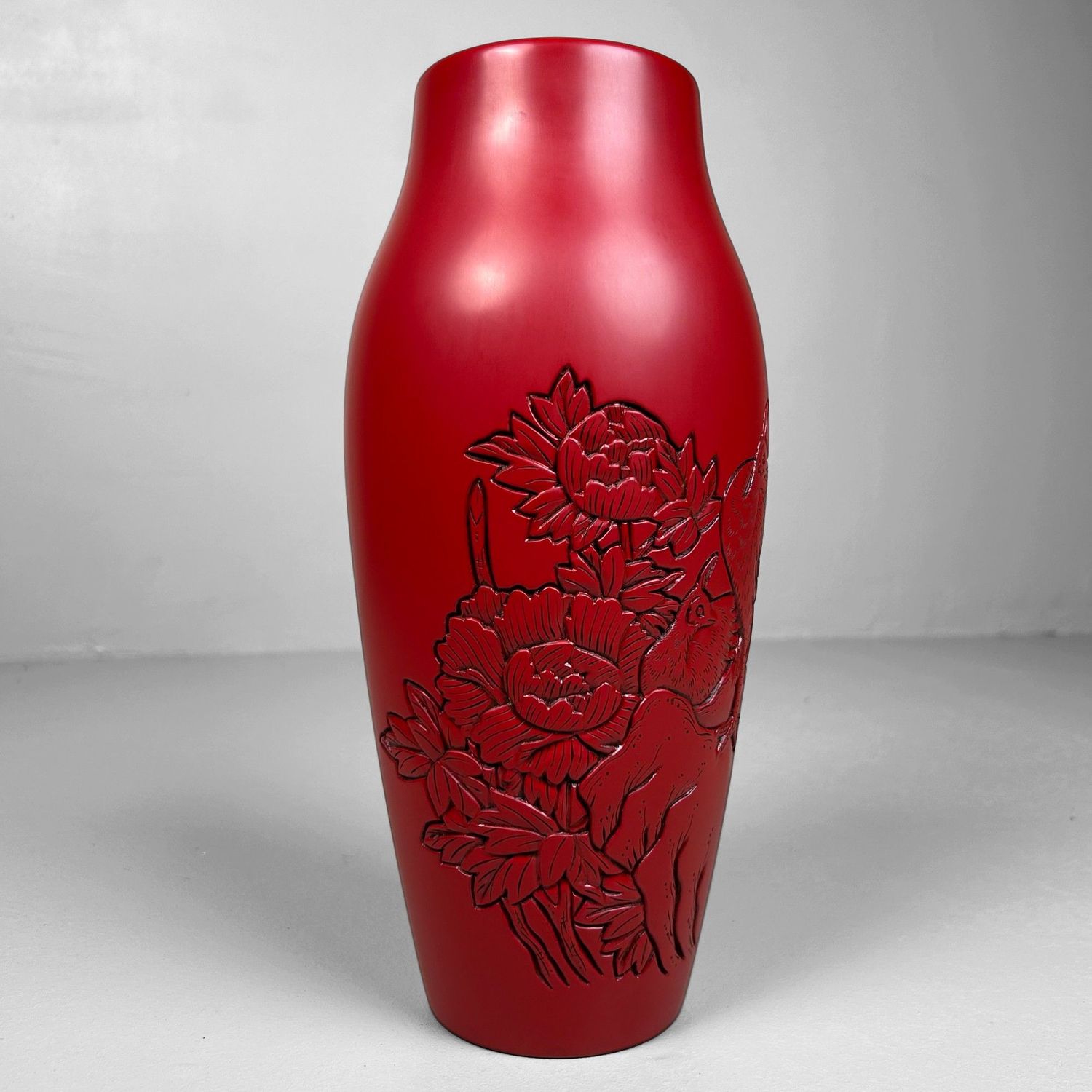 Houten Murakami Lakwerk Houtsnijwerk Ikebana Vaas, Shōwa Periode.