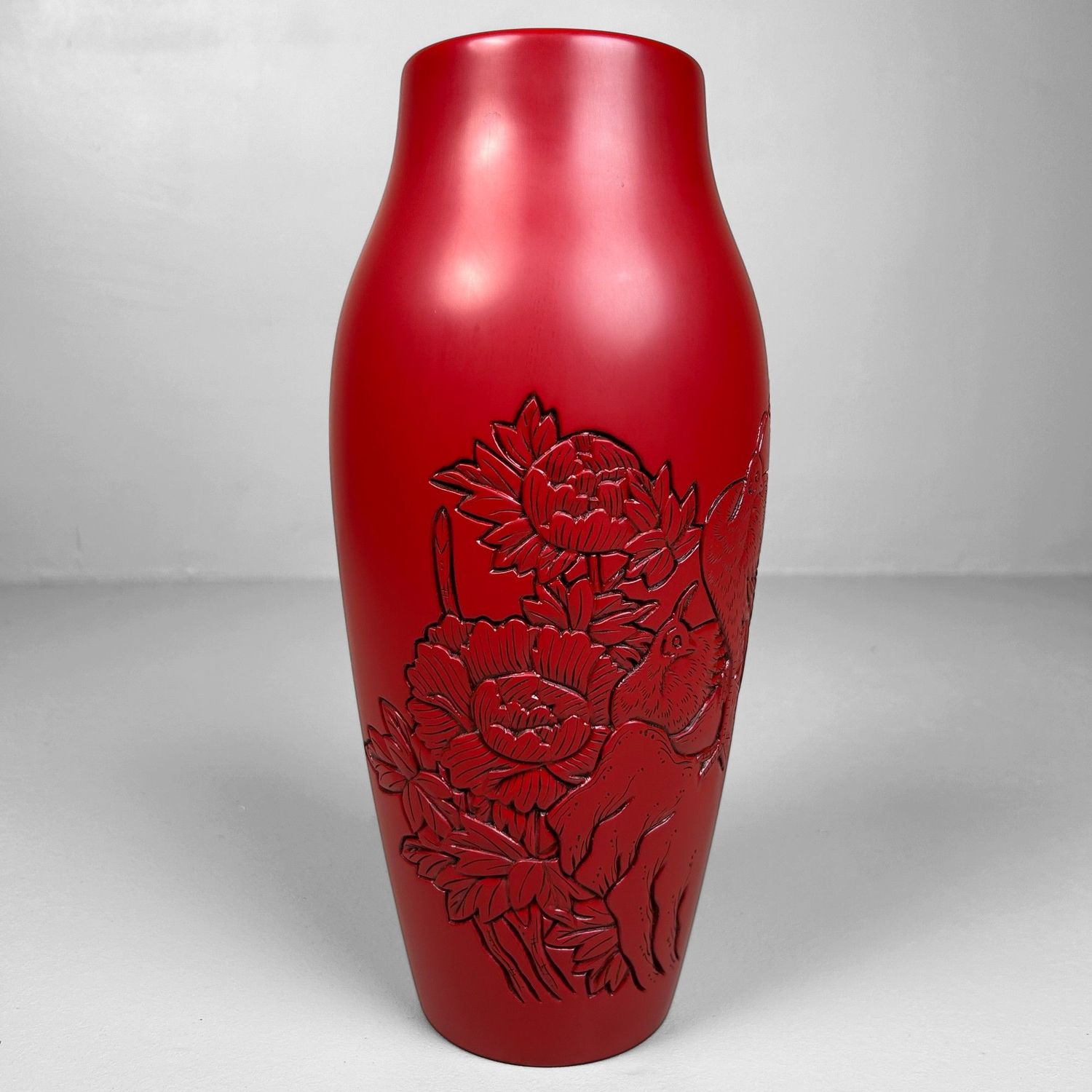 Houten Murakami Lakwerk Houtsnijwerk Ikebana Vaas, Shōwa Periode.