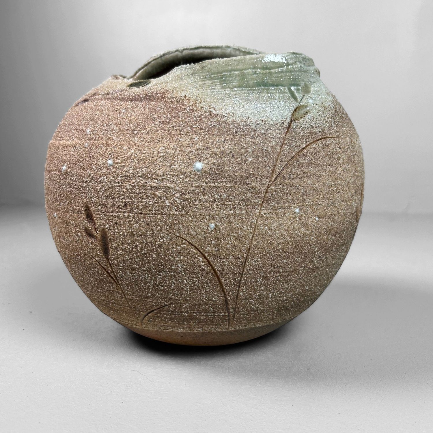 Organische Japanse Ikebana Bloemenvaas, Shigaraki Ware, Jaren '70.