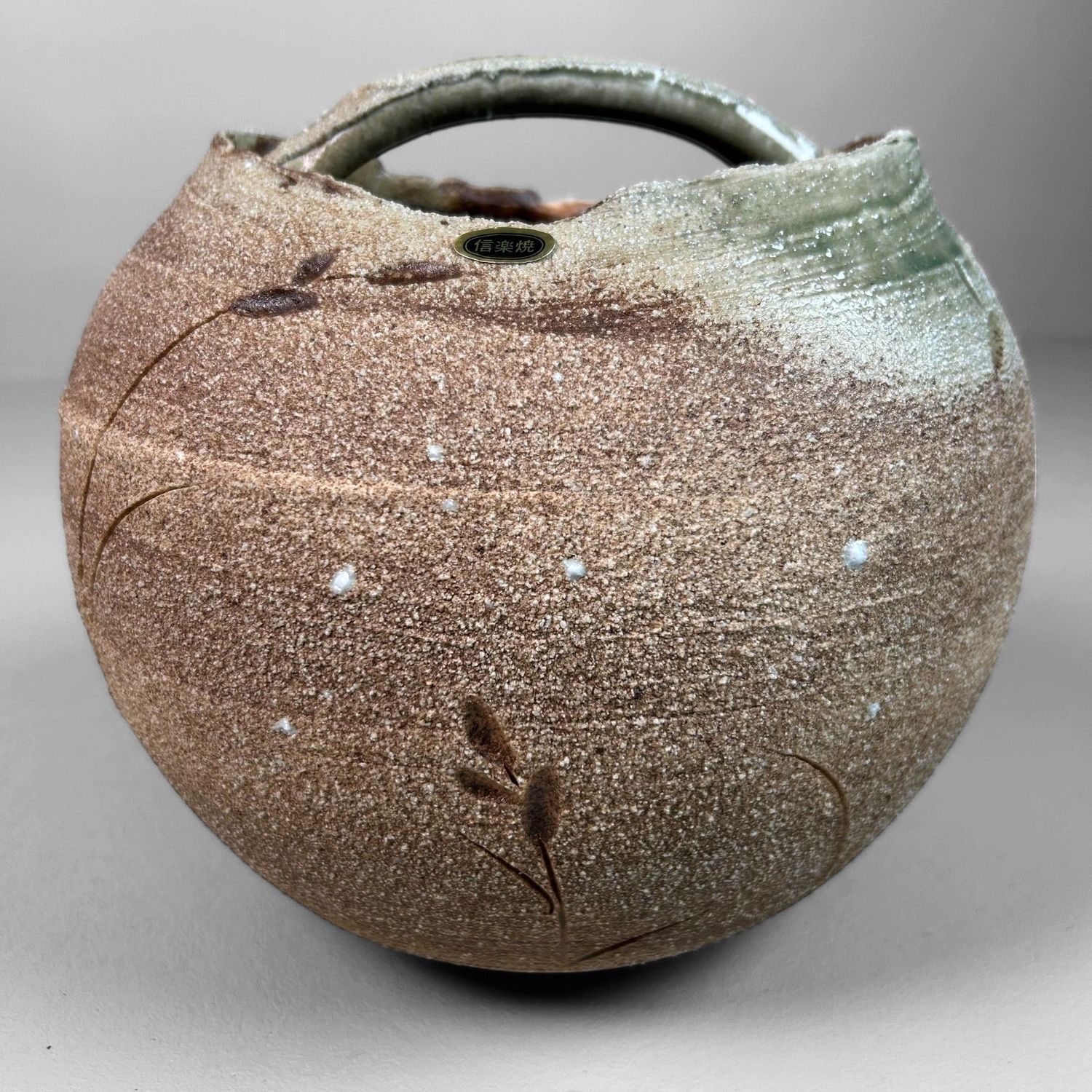 Organische Japanse Ikebana Bloemenvaas, Shigaraki Ware, Jaren '70.