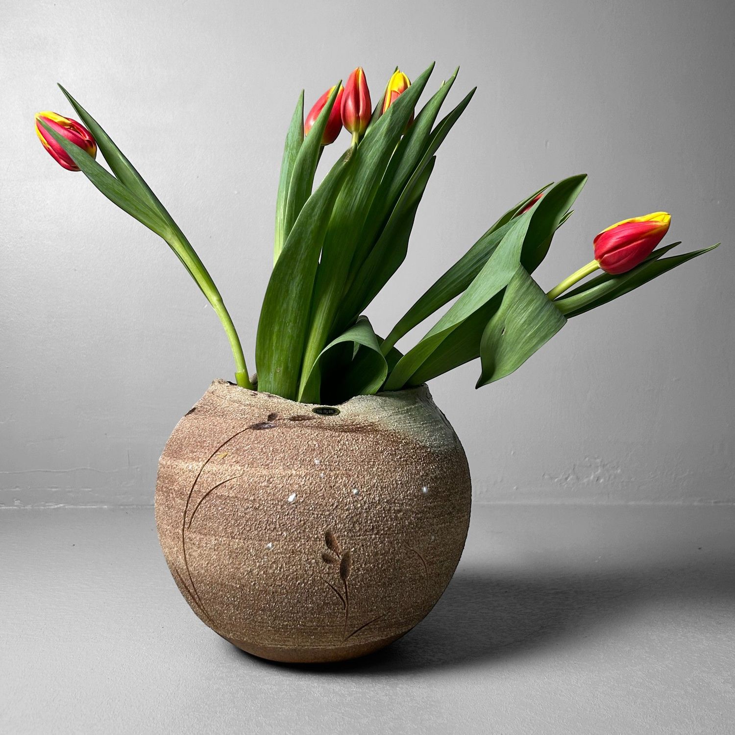 Organische Japanse Ikebana Bloemenvaas, Shigaraki Ware, Jaren '70.