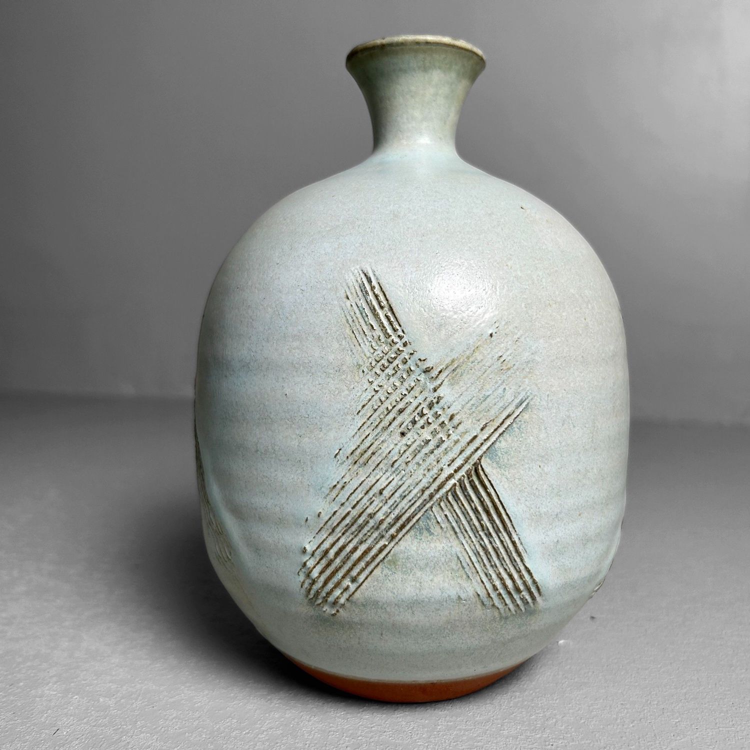 Japanse Ikebana Bloemenvaas, Shinjō Tōzan-yaki, jaren '70.