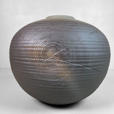 Stijlvole Japanse Ikebana Bloemenvaas, Echizen Yaki, jaren '60.
