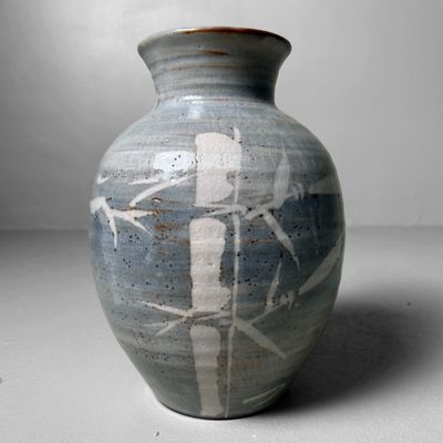 Vintage Mino Ware Vaas 'Bamboe', Kikyoya Kiln, jaren '60.