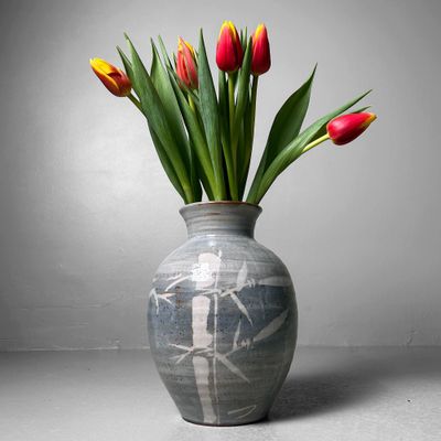 Vintage Mino Ware Vase 'Bamboo', Kikyoya Kiln, 1960s.