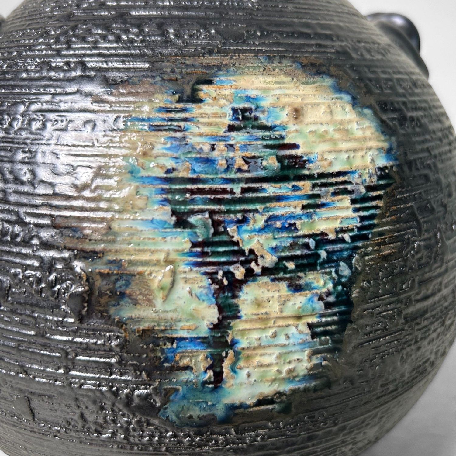 Unieke Japanse Ikebana Bloemenvaas, Shigaraki Ware, Jaren '70.