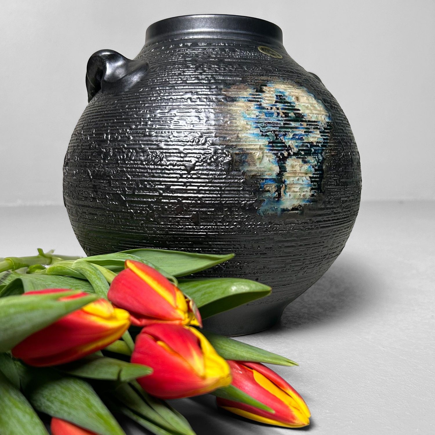 Unieke Japanse Ikebana Bloemenvaas, Shigaraki Ware, Jaren '70.
