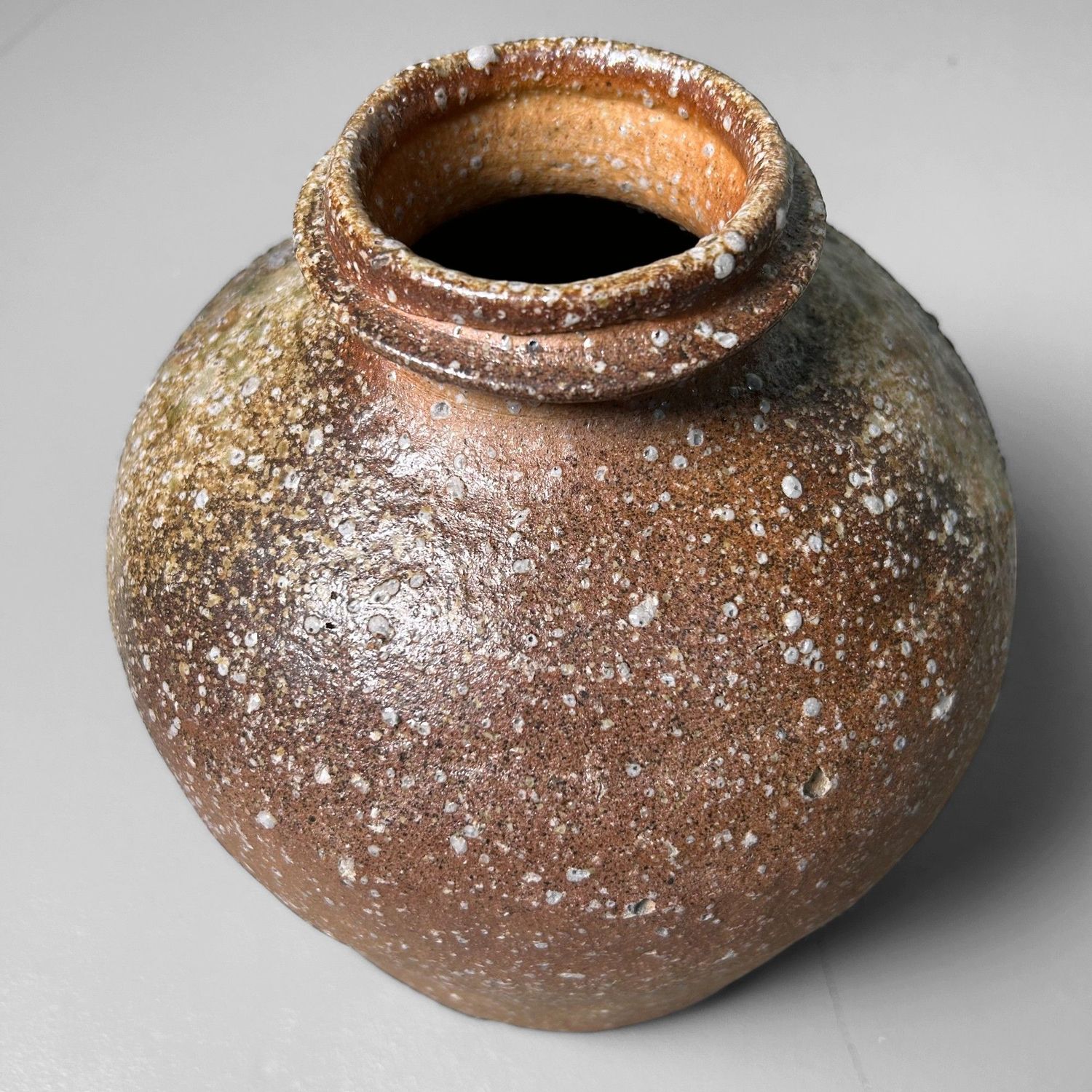 Japanese Ikebana Flower Vase, Shigaraki Yaki by Takahashi Shunsai.