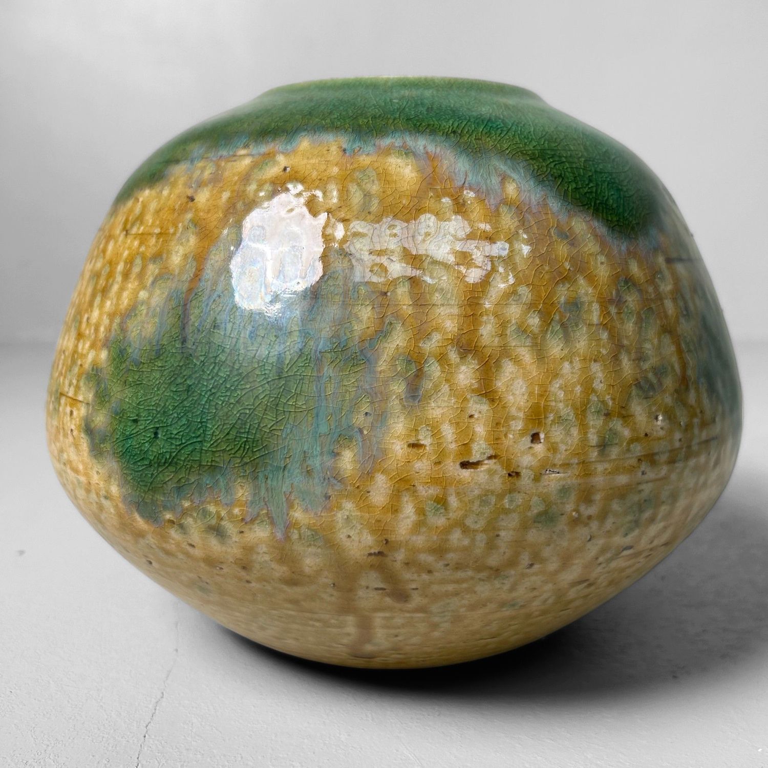 Japanse Vintage Ikebana Bloemenvaas, Kiseto Ware, jaren '70.