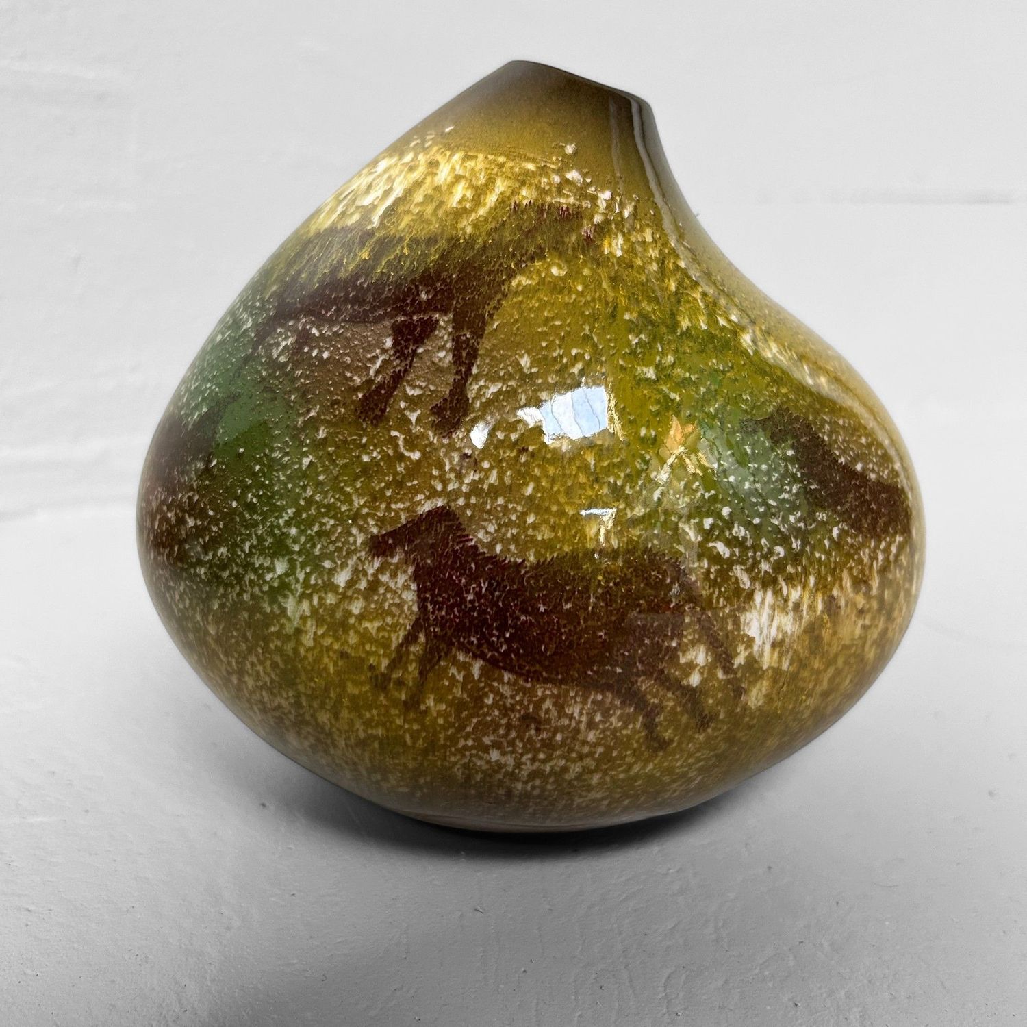 Rare Seyei Majolica "Lascaux" Vase, Japan, 1970s.