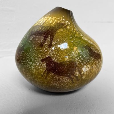 Rare Seyei Majolica "Lascaux" Vase, Japan, 1970s.