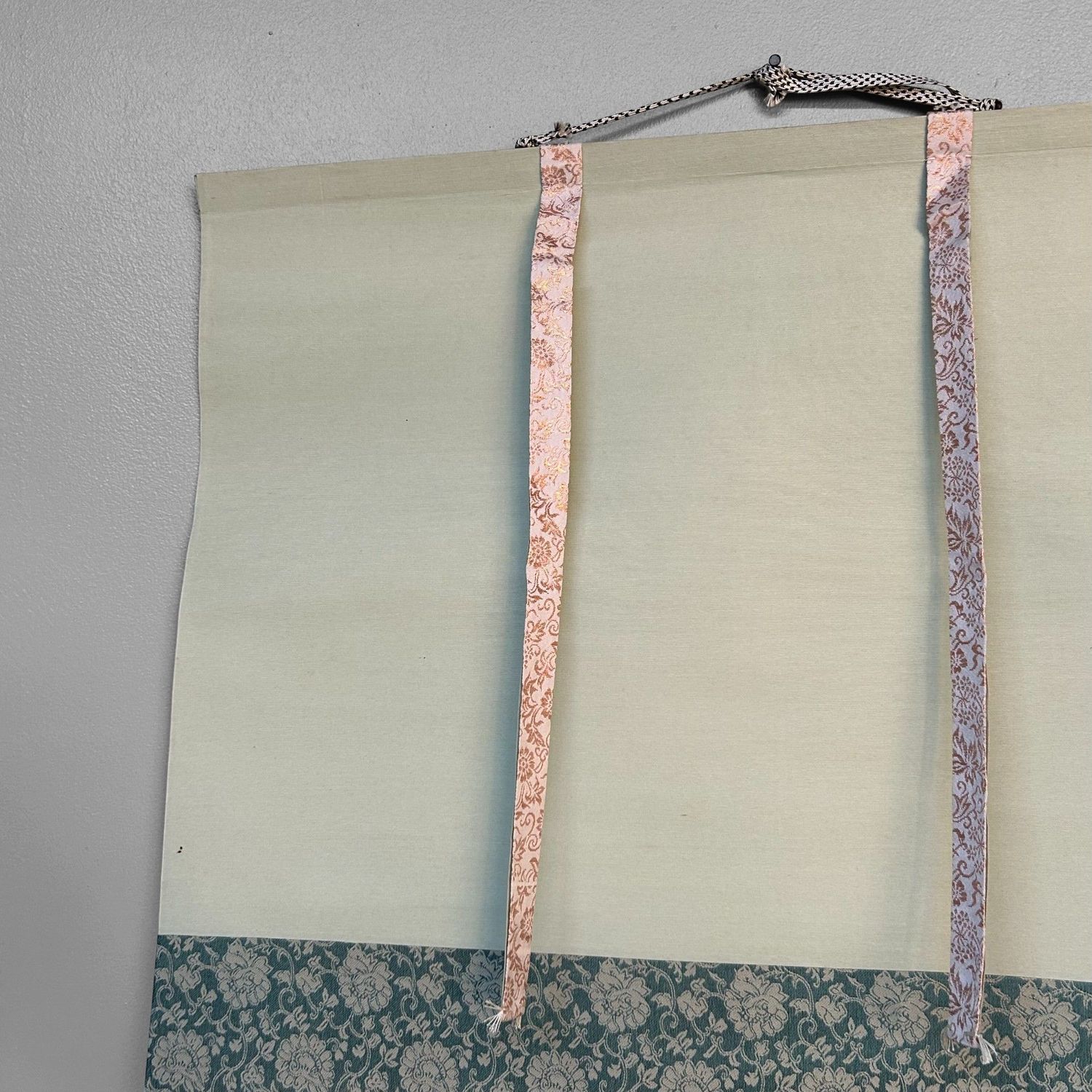 Japanese Kakejiku, Hand-Painted Flower Scroll, Shōwa Period.