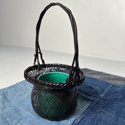 Vintage Hanakago (花籠) , Bamboe Ikebana Mand, jaren '50.
